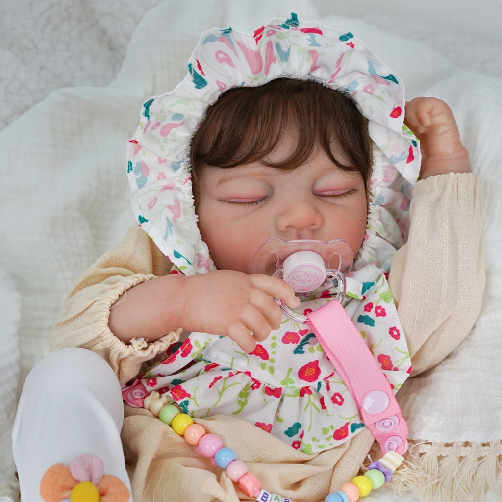 Boneca Reborn Bebe Silicone Realista Menina 55cm Olho fechado com Acessórios Brastoy
