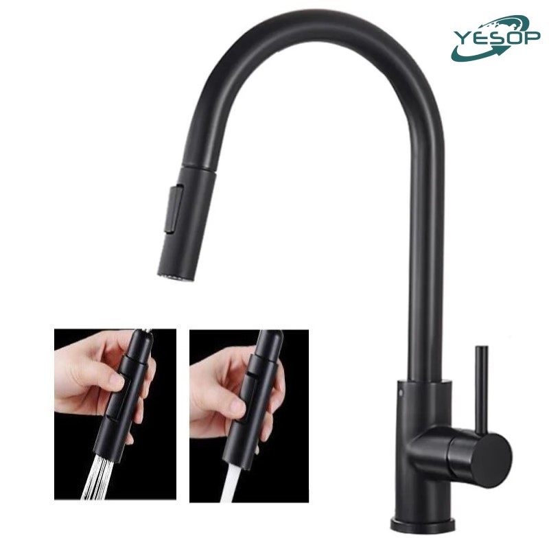 Torneira Cozinha Gourmet Monocomando Bancada Com Flexível Pulverizador Cor Preto Fosco Yesop em Oferta na Shopee