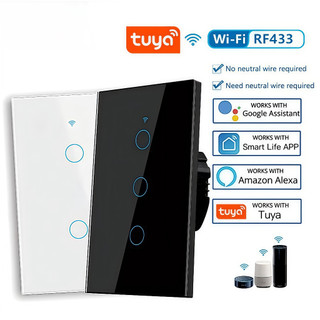 Interruptor Inteligente Touch Wi-Fi 1/2/3/4 Botão Smart Automação,Compatível Google Alexa Smart Tuya