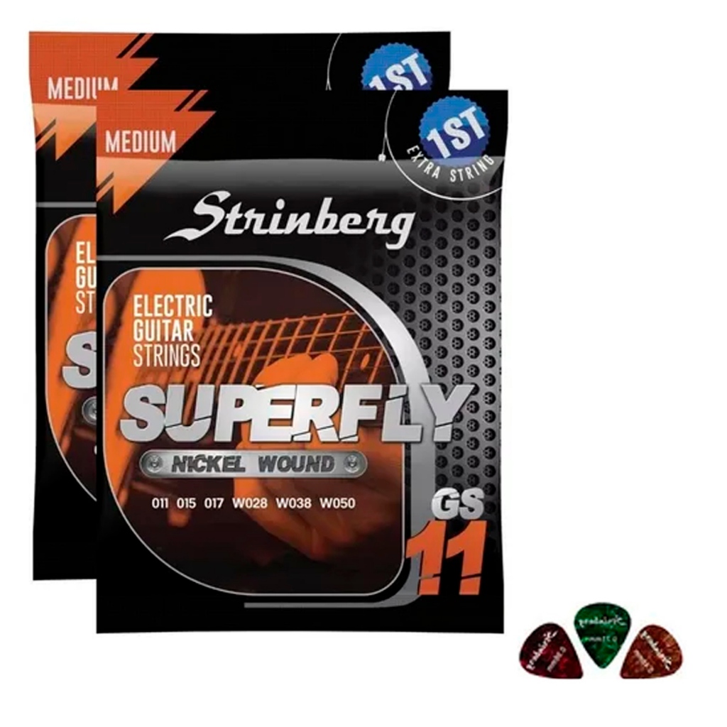 Kit 2 Encordoamentos Strinberg Gs11 Cordas Guitarra Media 11