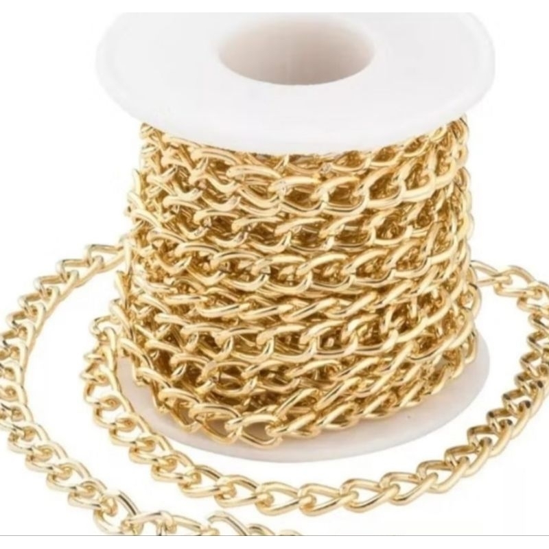 Corrente para bolsas 2.5 grumet, com 5 e 10 metros, alumínio nas cores dourado, prata, Onix. em Oferta na Shopee