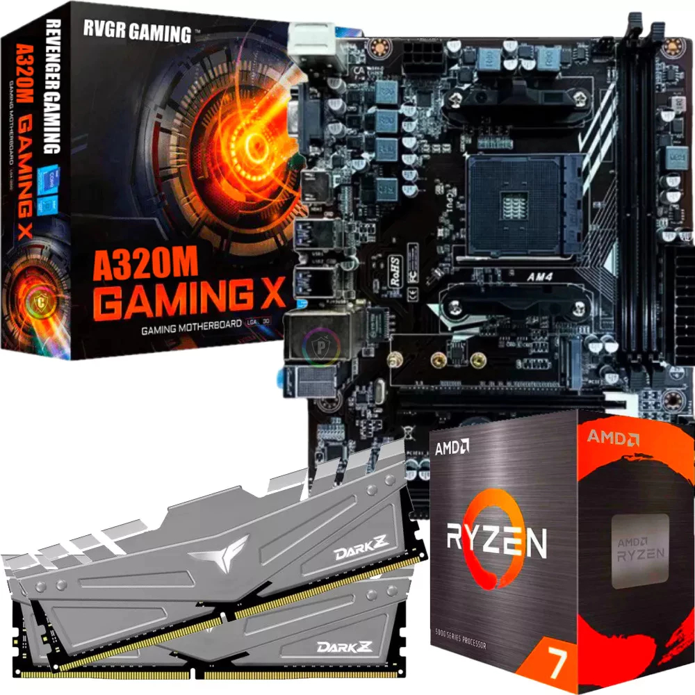 Kit Upgrade Gamer - Ryzen 7 + Placa Mãe M.2 + 64gb Ram Ddr4