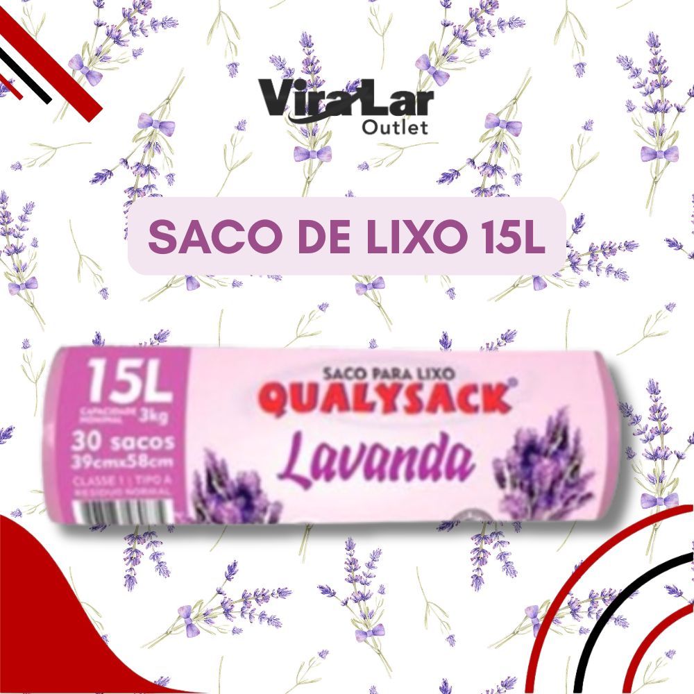 Saco de Lixo 15l Perfumado Lavanda 30un Banheiro Cozinha Banheiro Anti Odores e Insetos 1 rolo