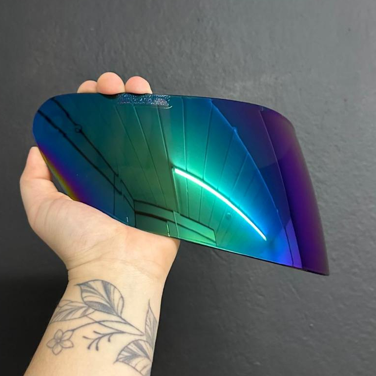 VISEIRA CAPACETE RACE TECH SECTOR CAMALEÃO VERDE ROXO LENTE ALTA QUALIDADE ANTI RISCO PROTEÇÃO UV
