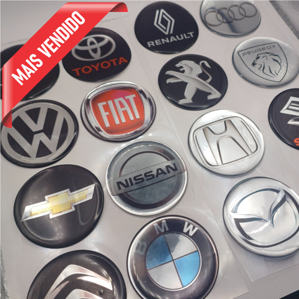 Kit 4 Emblemas para Calota de Carro - Adesivos Resinado 48mm Alta Durabilidade em Oferta na Shopee