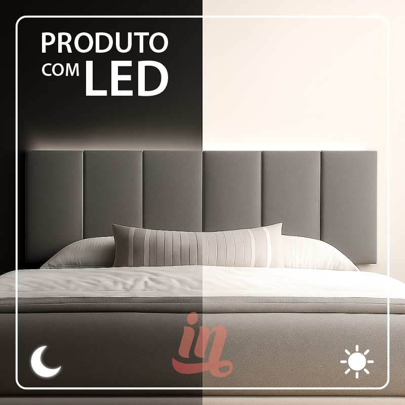Kit 7 Cabeceiras Estofada Modular Cama Casal Padrão Com LED ENVIO FULL - Home & Living