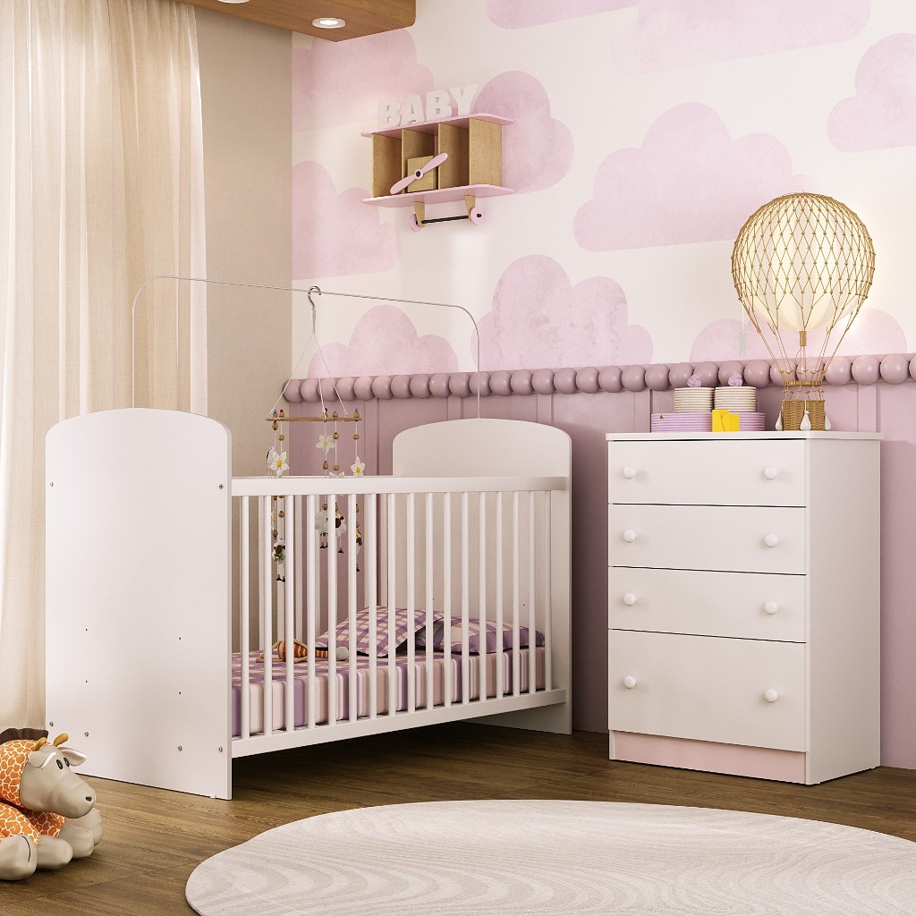 Berço e Cômoda Multimóveis João e Maria FG2810 Branco