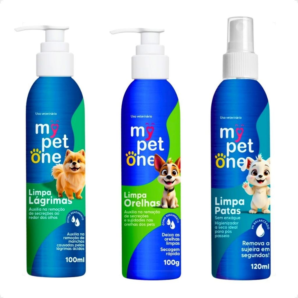 Kit Limpa Patas + Limpa Orelhas + Limpa Lágrimas Mypetone - Pets