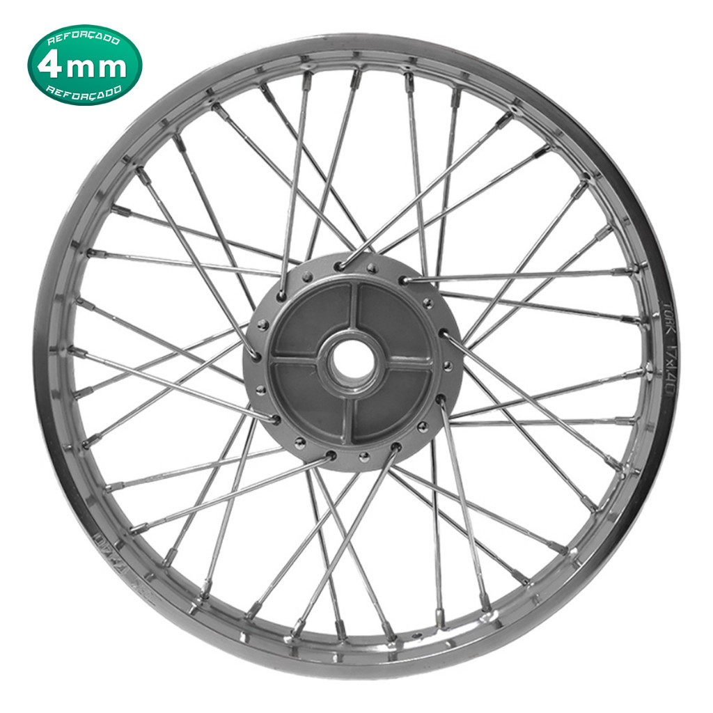 Roda Traseira Alinhada Montada Hunter Dream Dafra Shineray Raio 4mm Cromado