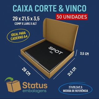 50 Caixas de Papelão  Medidas Internas 29x21,5x3,5 - Correios - IDEAL PARA CADERNO A4 em Oferta na Shopee