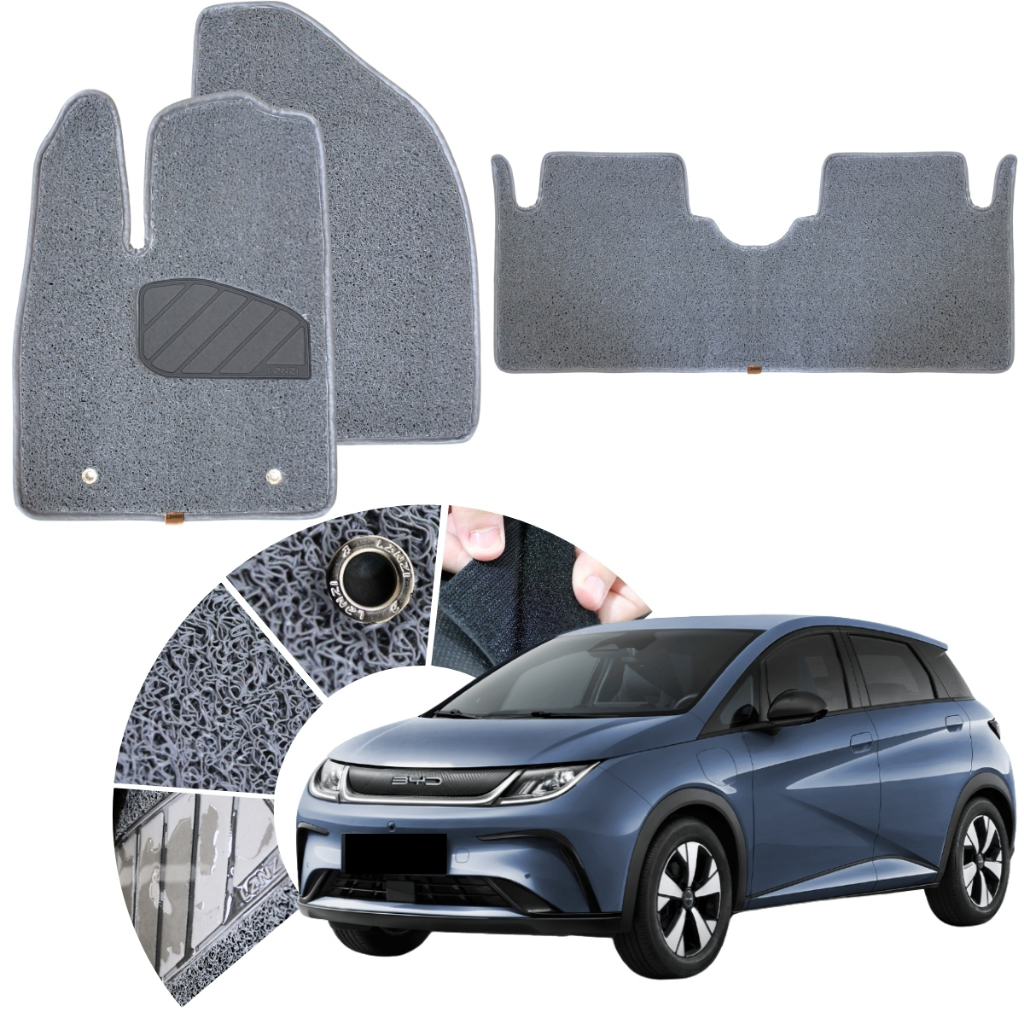 Tapete De Carro Capacho Para Byd Dolphin 2024 2025 2026 Traseiro Inteiriço Cinza Premium 3 Pçs Ouro