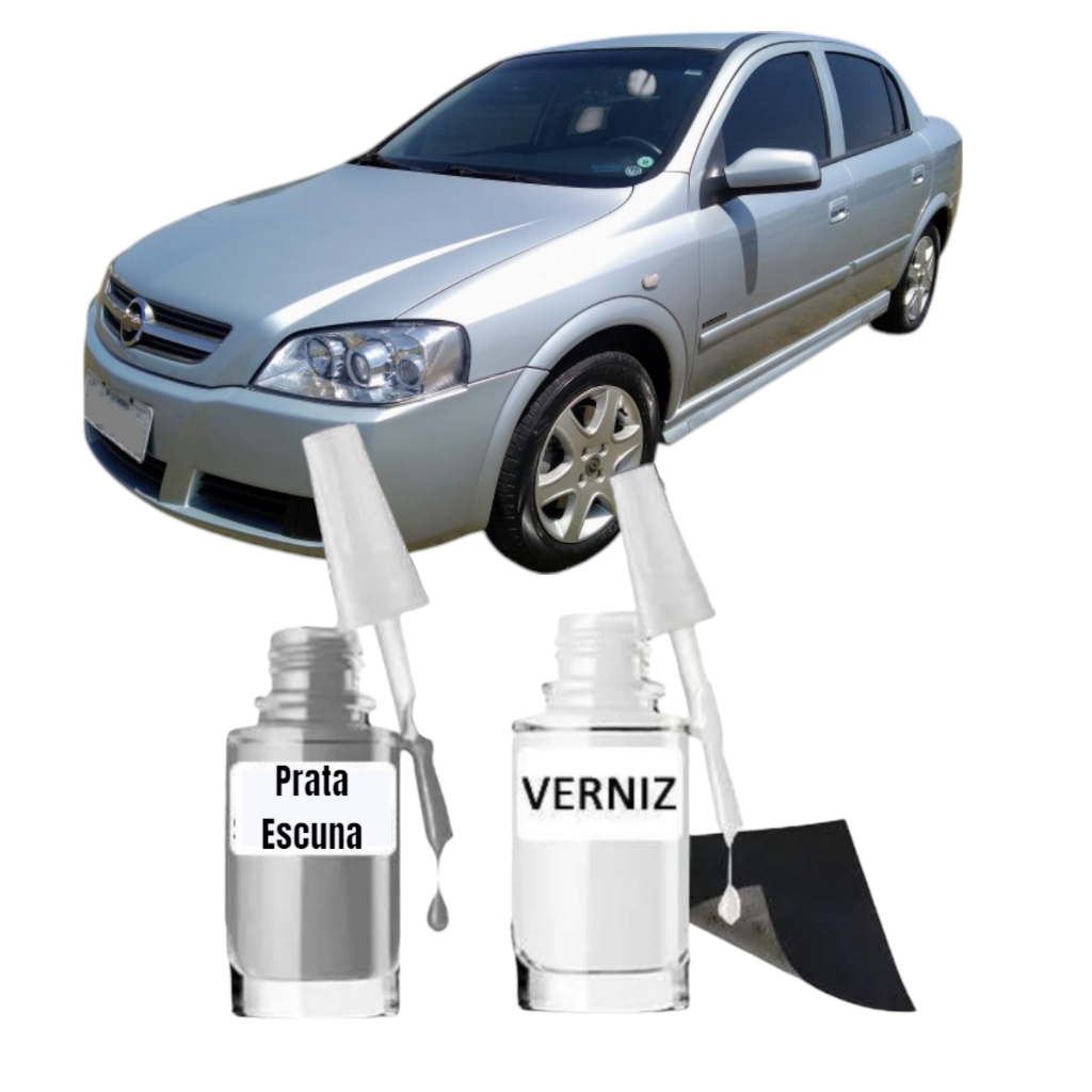 Tinta Tira Risco Prata Escuna Astra GM + Verniz 10ml Uso Profissional