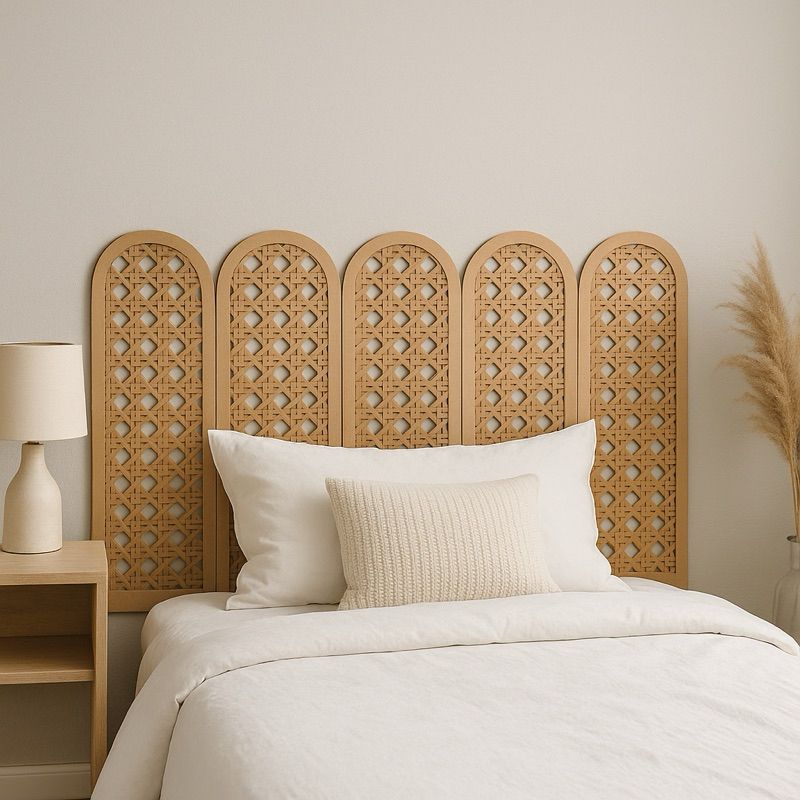 Cabeceira Modular Palha Indiana em MDF Cru – Painel Vazado Corte a Laser
