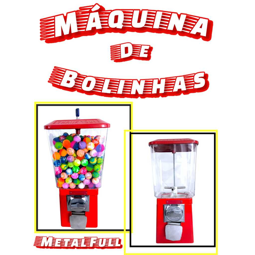 Máquina Semi-Nova de Bolinha Pula Pula, Chicletes ou Capsulas Vending Machine com Moeda ou Ficha em Oferta na Shopee