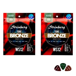 Kit 02 Encordoamento Violão Strinberg 010-011-012 Aço