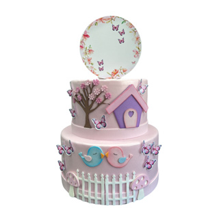 Bolo Fake Festa Jardim com Borboletas em Oferta na Shopee