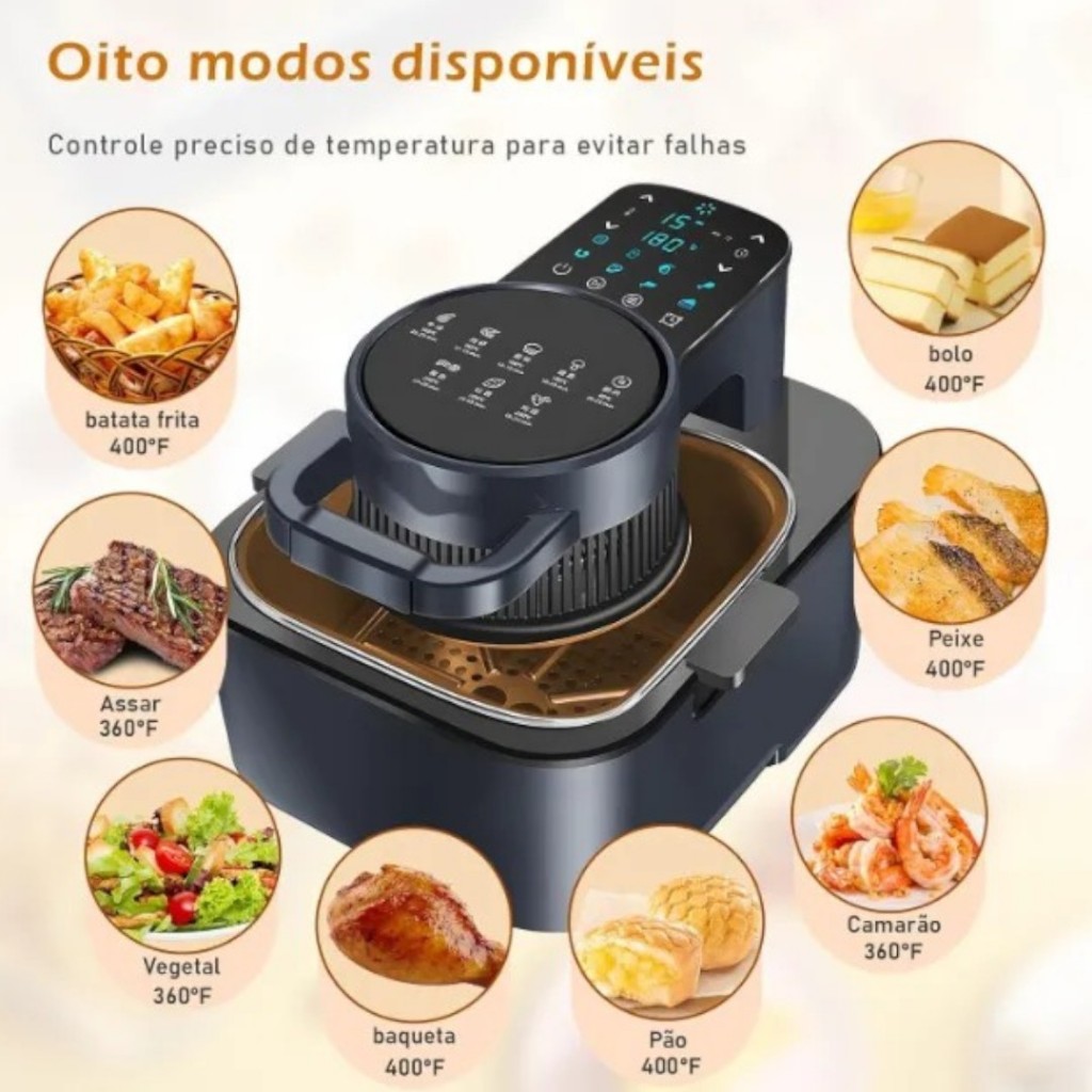Air Fryer 8 Litros Lumi 127V e 220V Fritadeira Elétrica Sem Óleo 1800W