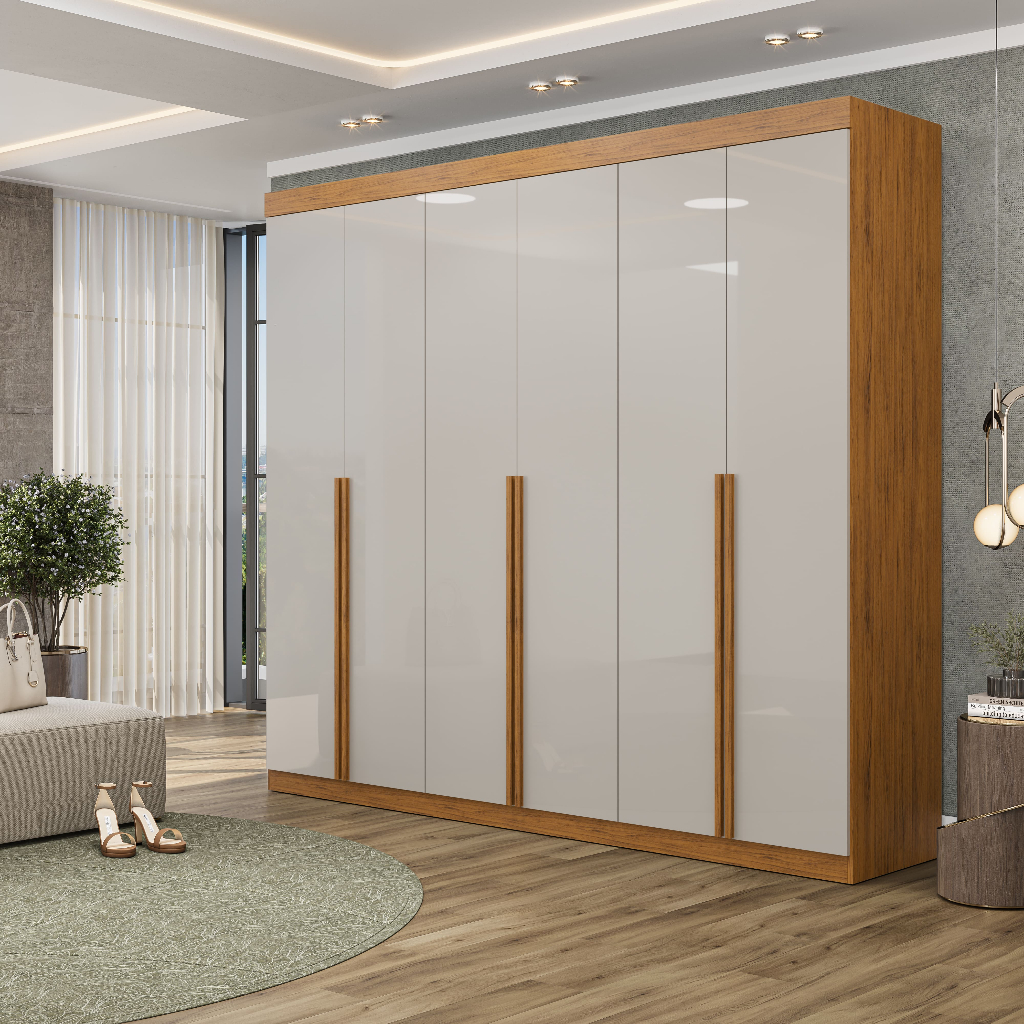 Guarda-Roupa Casal Versa 6 Portas e 2 gavetas Grande MDP Moderno Espaçoso Com Gavetas E Divisórias em Oferta na Shopee