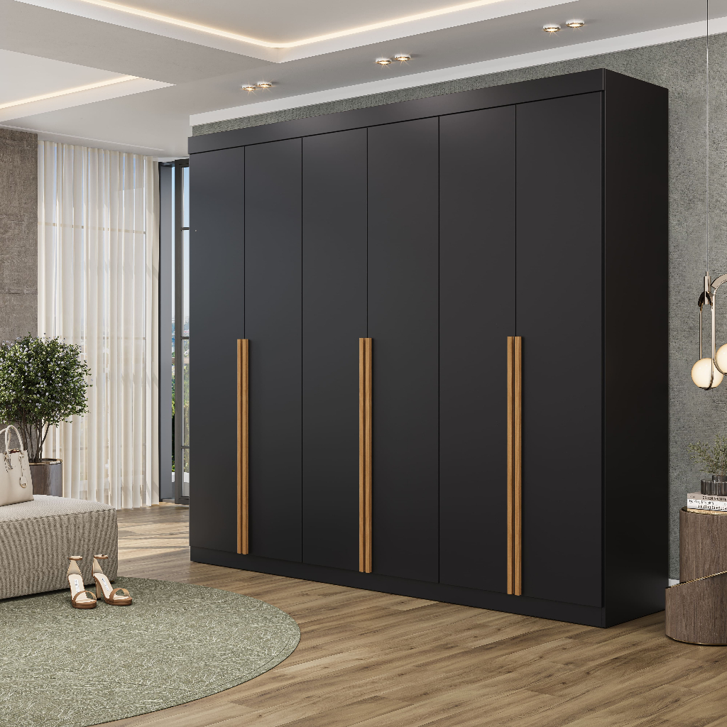 Guarda-Roupa Casal Versa 6 Portas e 2 gavetas Grande MDP Moderno Espaçoso Com Gavetas E Divisórias