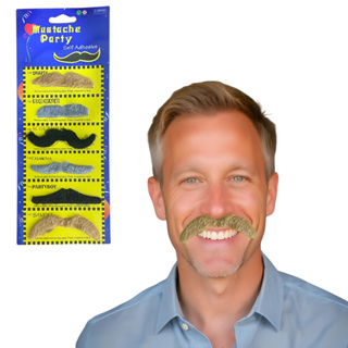Kit Acessório 6 Bigodes Loiro Grisalho Preto Falso Fantasia em Oferta na Shopee