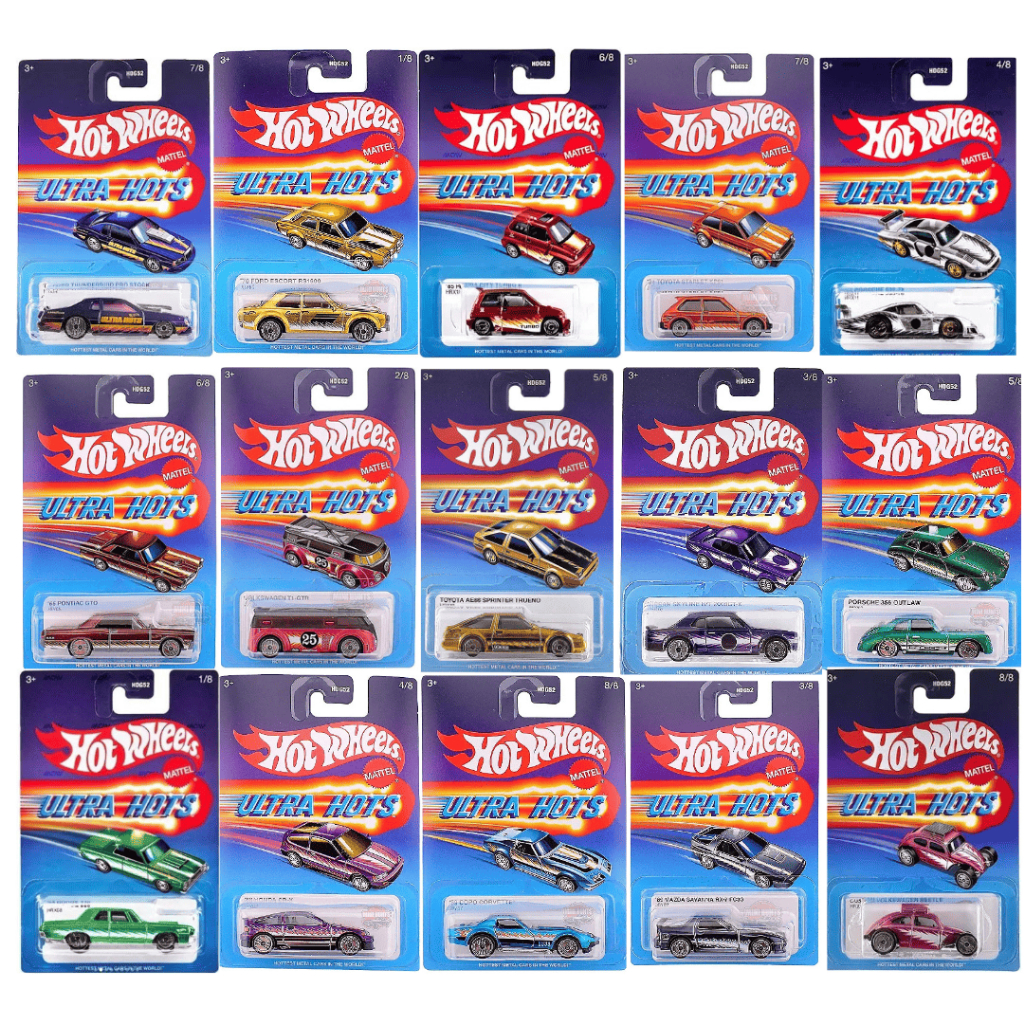 Hot Wheels ULTRA HOTS  Volkswagen T1-GTR /89 Mazda Savanna RX 7/85 Honda Cty Turbo II/ 86 Ford Thunderbird Pro Stock +