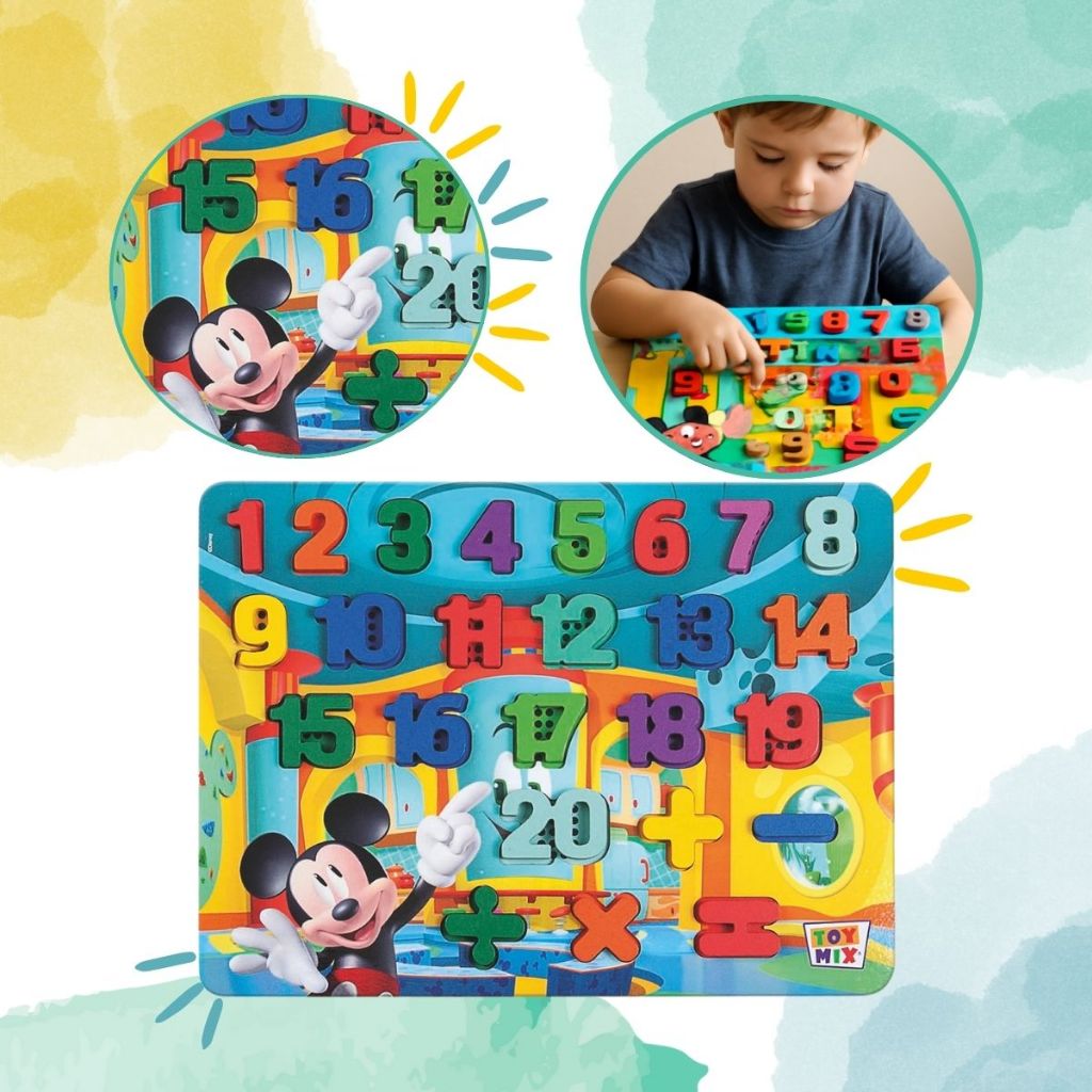 Kit Educativo Disney Quebra Cabeça Aprendizado Desenvolvendo e Brincando com Números e Letras em Oferta na Shopee