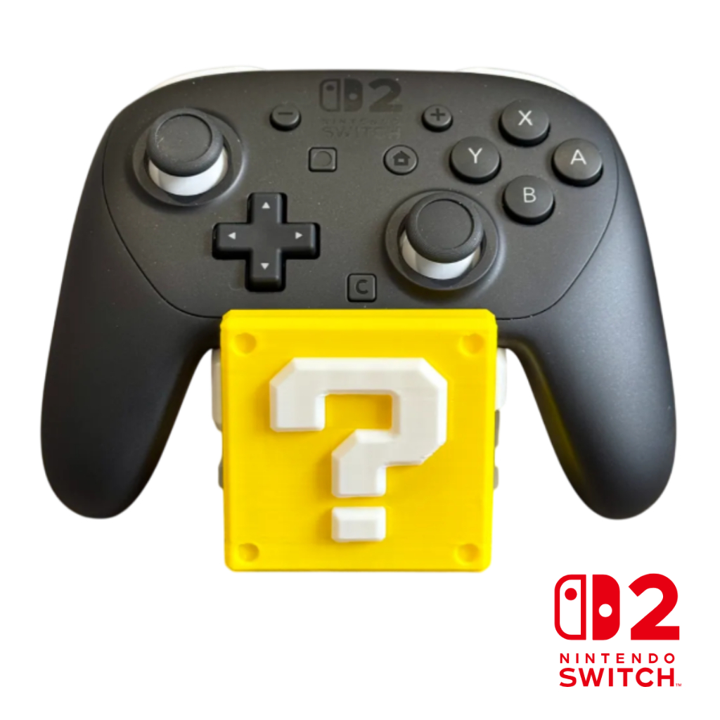 Suporte Controle Nintendo Switch 2 PRO  Bloco Interrogação Mario Gamer Geek