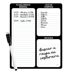 Lousa Planejamento Semanal com Imã e Caneta – Ideal p/ Casa, Escritório e Cozinha