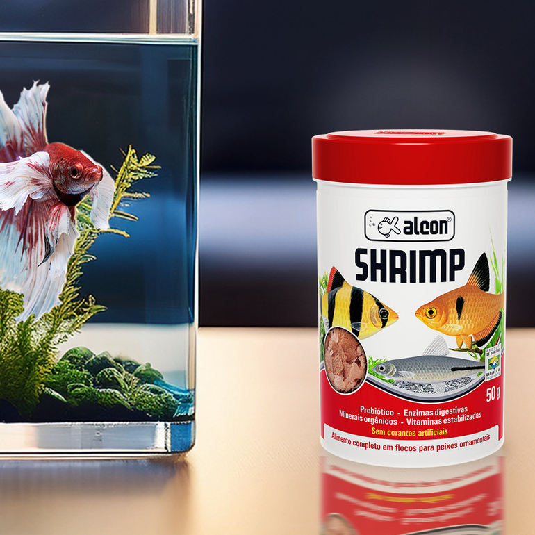 Raçao Camarão Lula Alcon Shrimp 50g Ração Para Peixe Alimento Completo