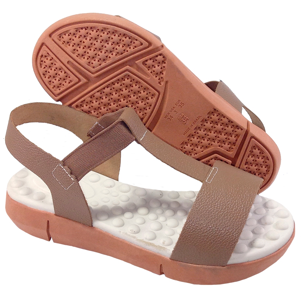 Sandália Ortopédica Feminina em Couro Calce Fácil Solado Leve Macio Confortável Fascite Plantar