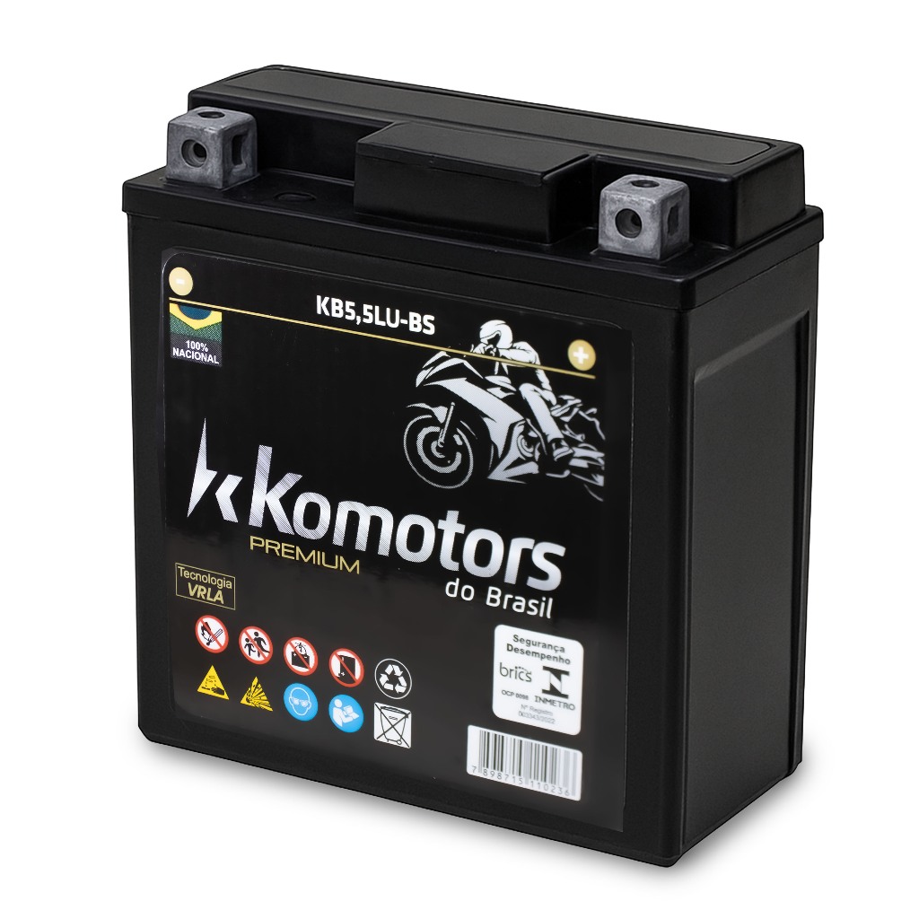 Bateria  para Ybr Crypton 105 115 XTZ 125 XT 600  Super 100 Sky 110 Star 50 Win 110 12V 5.5Ah KB5.5LU-BS VRLA Komotors