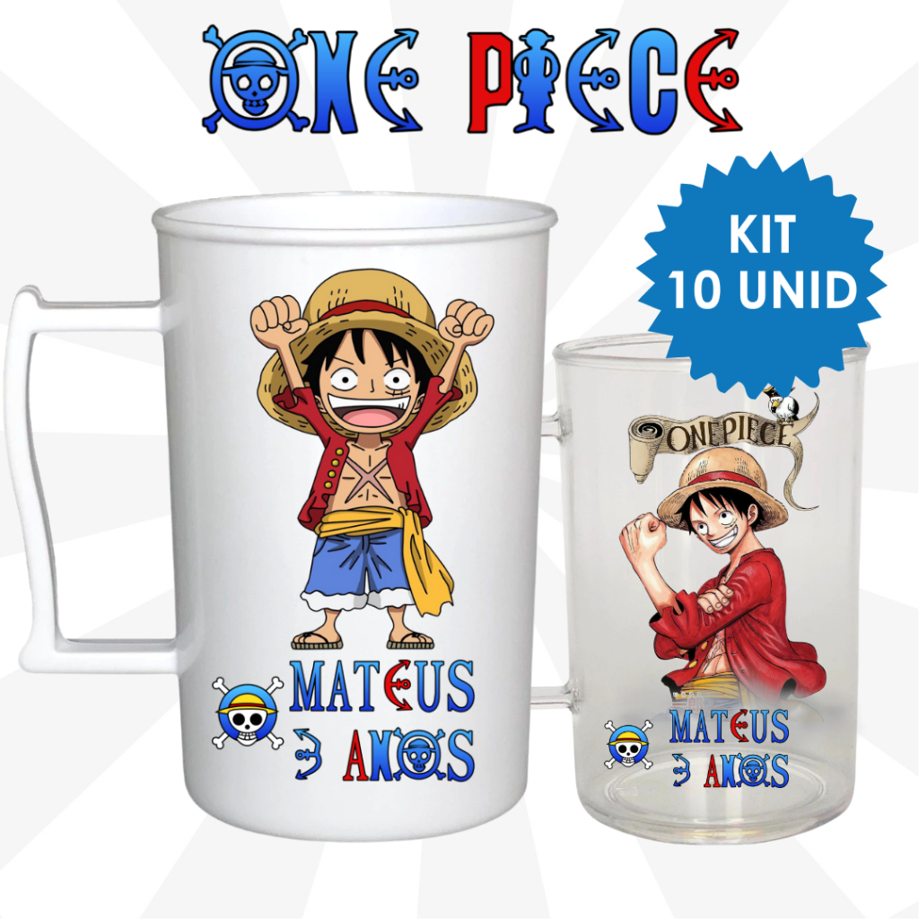 Kit 10 Caneca Personalizada Acrílica 400ML ONE PIECE - fazemos seu tema - Lembrancinha - Festa em Oferta na Shopee