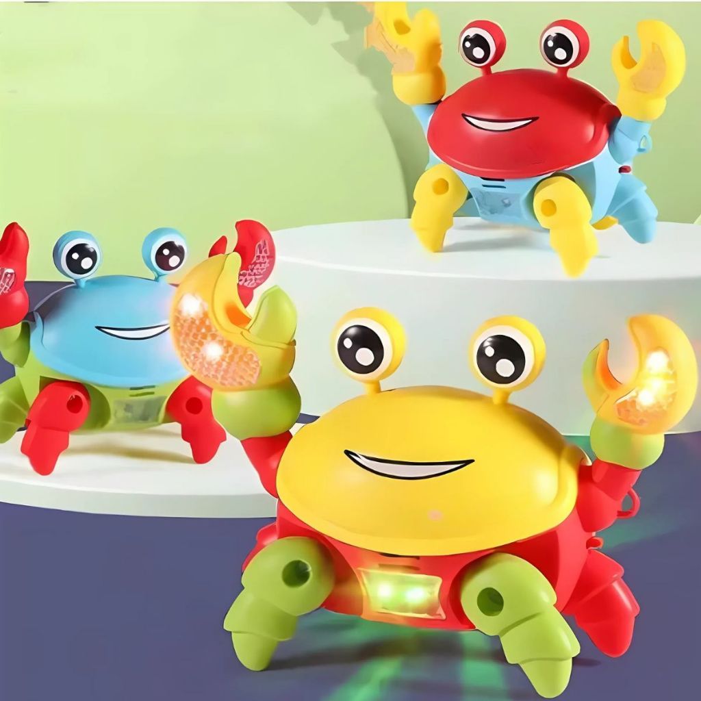 Caranguejo Musical Fujão Luz e Som Brinquedo Divertido para Bebes Dança Carangueijo Movimento Luz