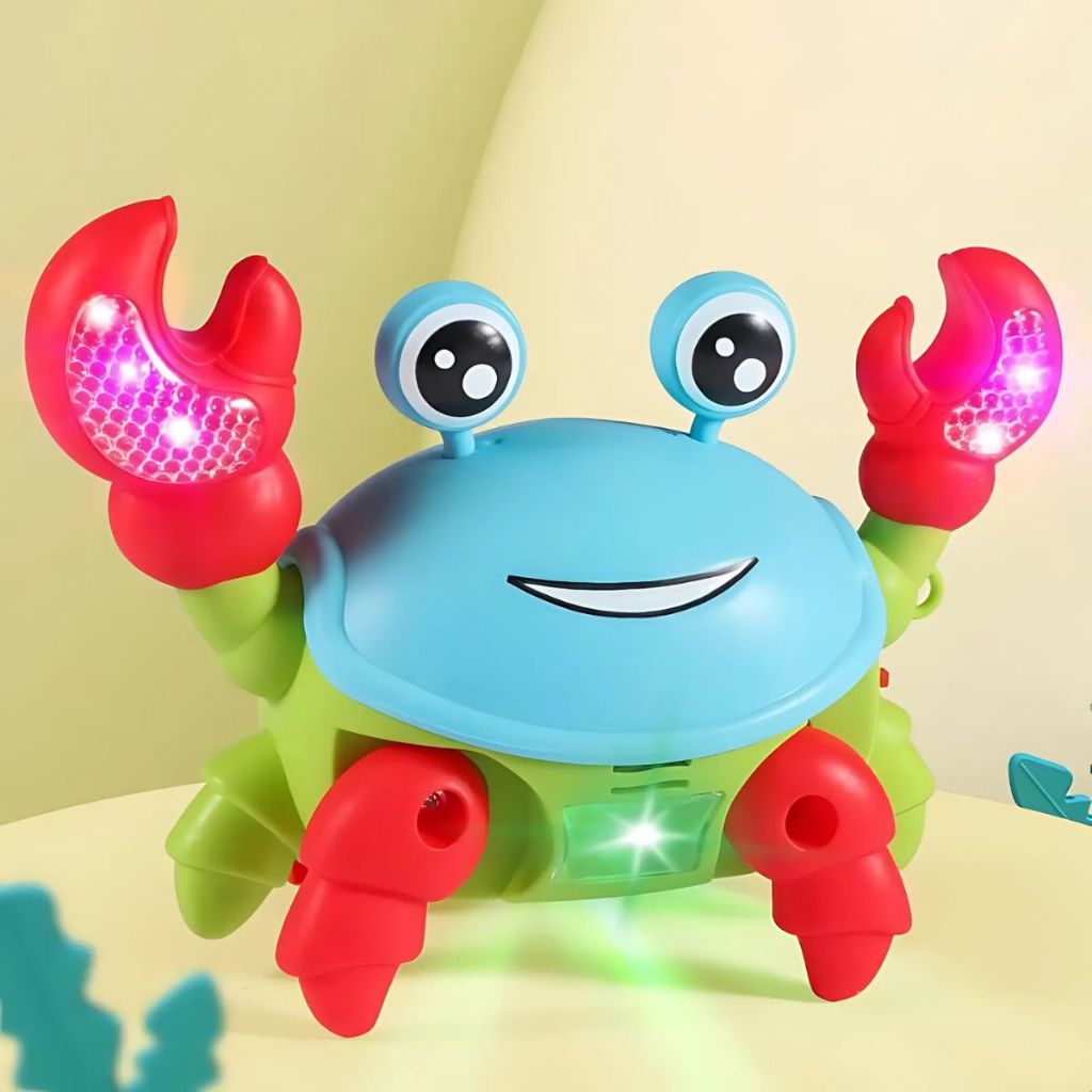 Detalhes do Caranguejo Musical Fujão Luz e Som Brinquedo Divertido para Bebes Dança Carangueijo Movimento Luz