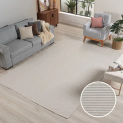 Tapete Jacquard 3,00x2,00 ou 2,00x2,50 Antiderrapante Desing Off White Ideal Para Sala Escritório Quarto