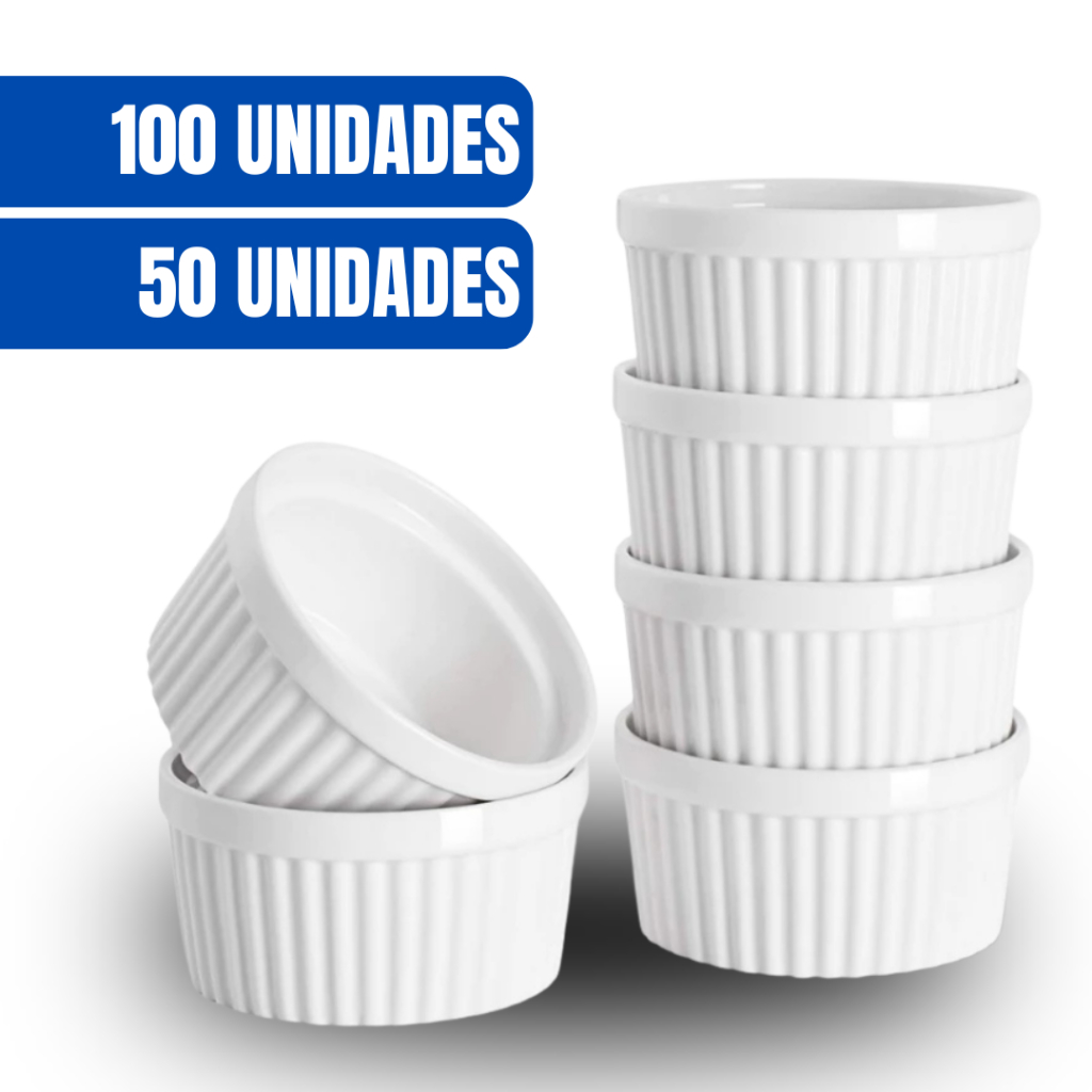 Kit 100-50 Unidades Ramequim Ramekins Branco Pequeno e Médio Plástico Polipropileno em Oferta na Shopee
