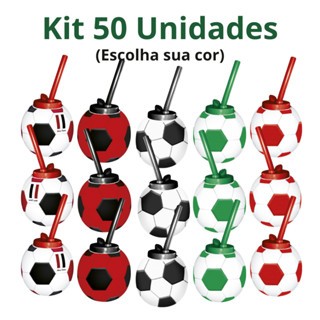 Kit até 50 Copos Canudo Bola Futebol Lembrancinha Festa Aniversário Evento Creche Merenda Bebida em Oferta na Shopee