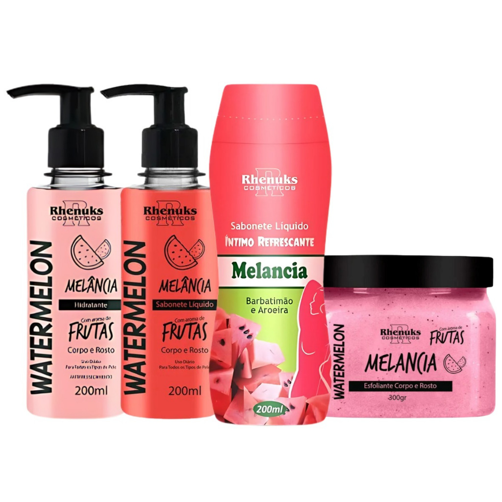 Kit completo melancia sabonetes, hidratante esfoliante em Oferta na Shopee