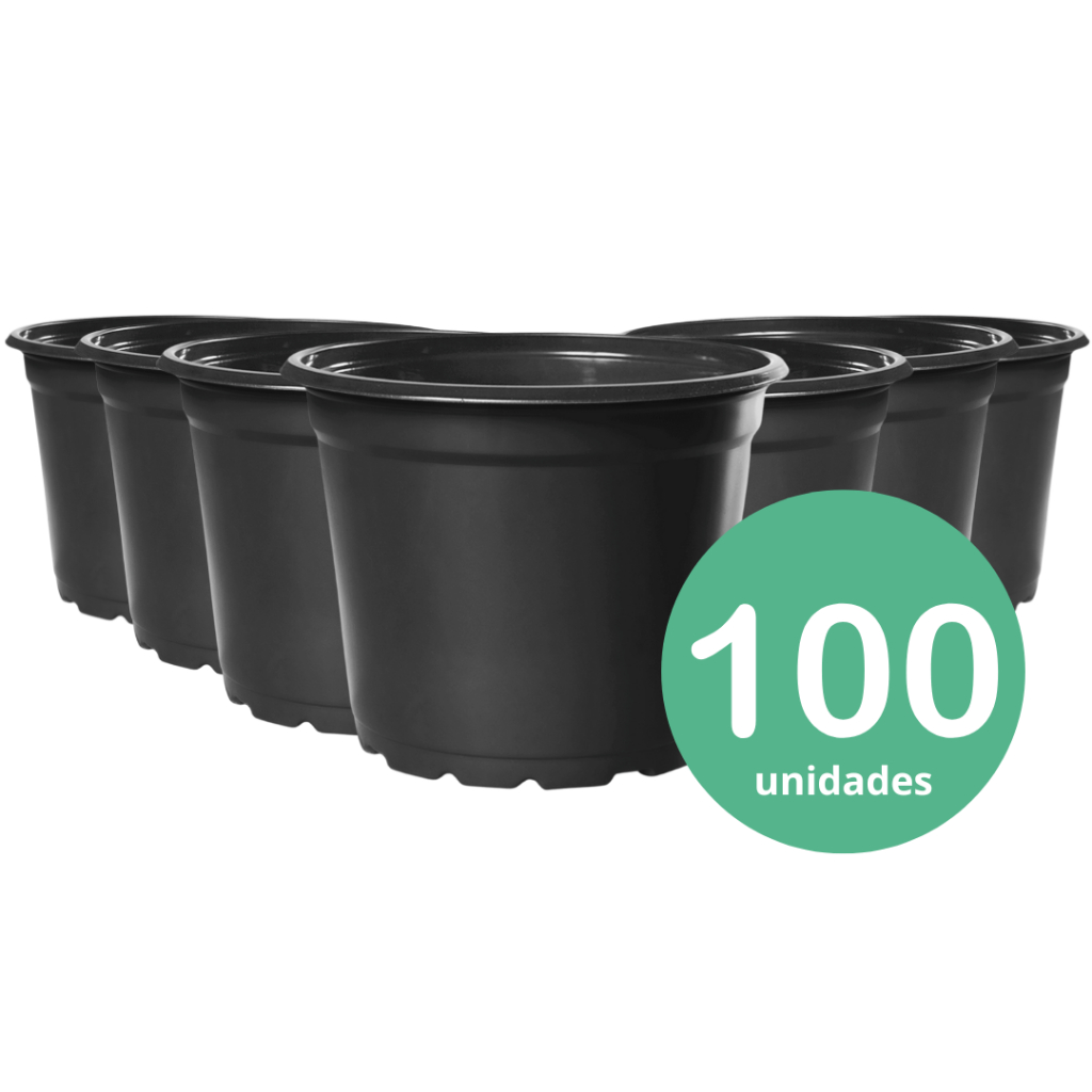 Kit 100 Vasos Atacado Plástico Flexível Holambra Preto Mudas