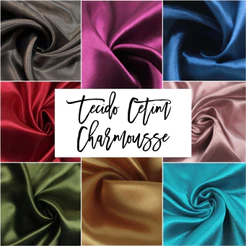 TECIDO CETIM CHARMOUSSE (3,0m X 1,50m) CETIM LISO VÁRIAS CORES