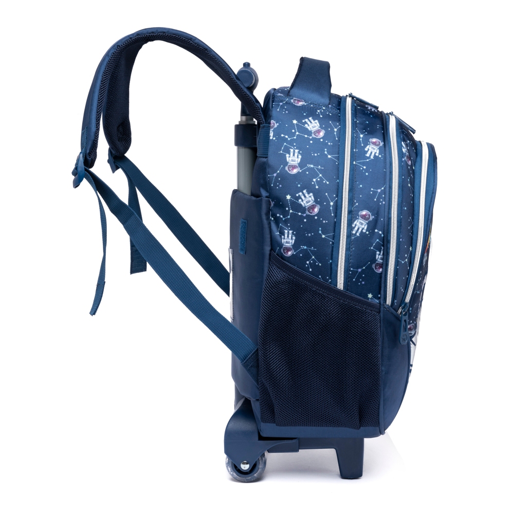 Kit Infantil Rodinhas Estojo Lancheira Ferrazi Azul Astronauta — imagem 2 de 2