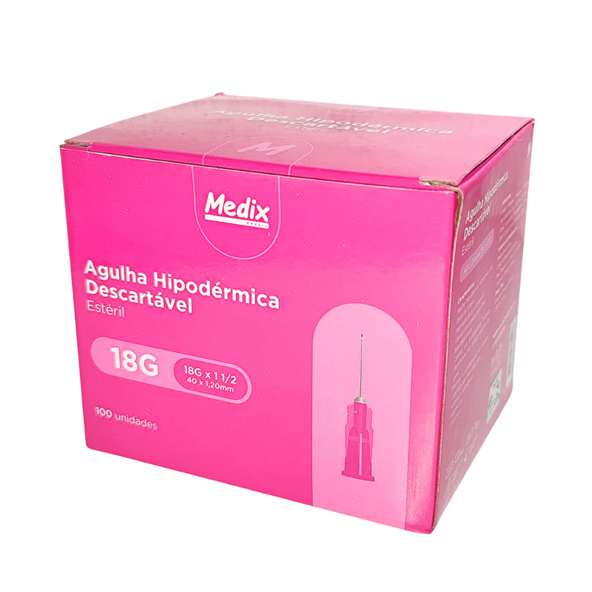 Agulha HiPodérmica Descartável 40x1,20mm - Medix Cx/100 Un
