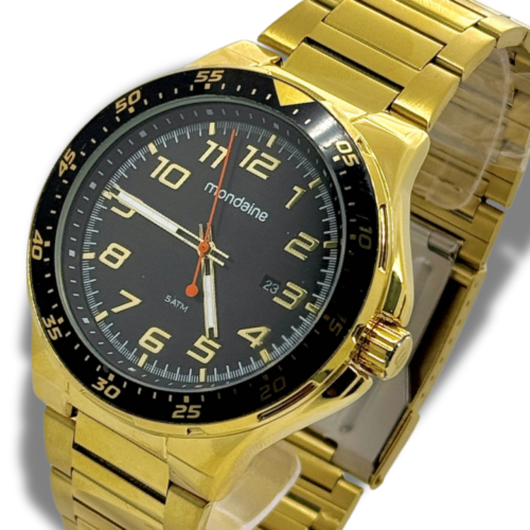 Relógio Mondaine Dourado Original Masculino Analógico Nf
