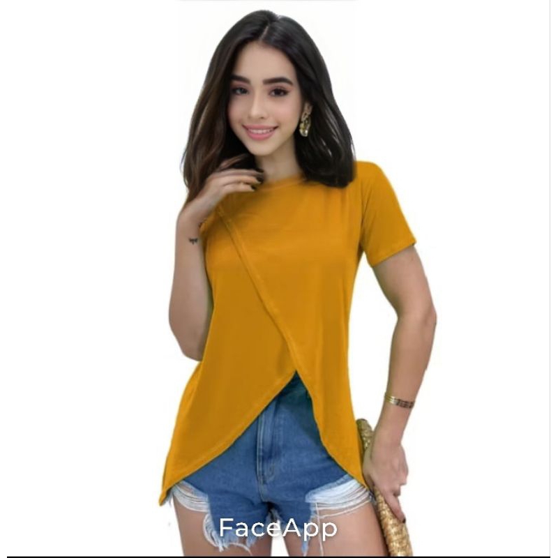 blusa Mullet manga curta feminina estilosa soltinha linda transpassada MULLET impecá.....