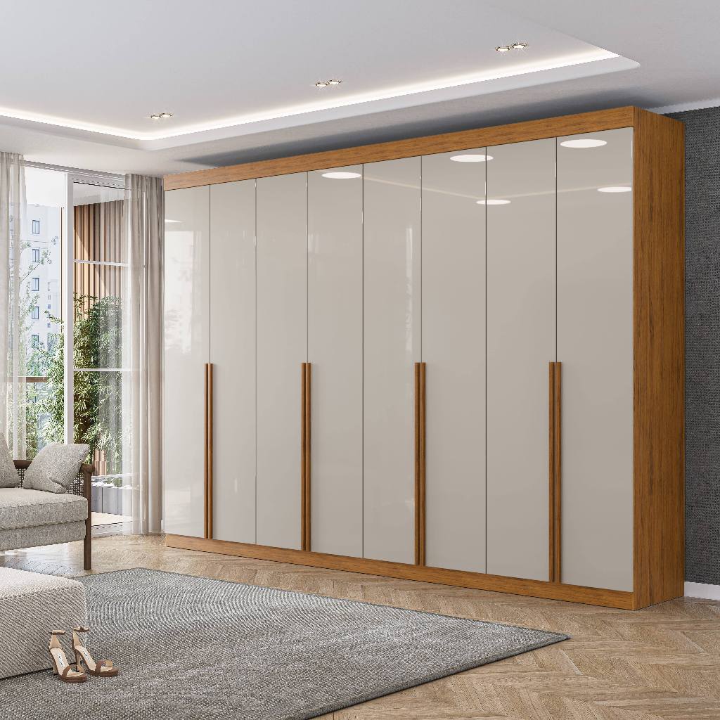 Guarda Roupa Casal Versa 8 Portas 4 gavetas com Puxadores em MDF – Grande, Sofisticado e Funcional em Oferta na Shopee