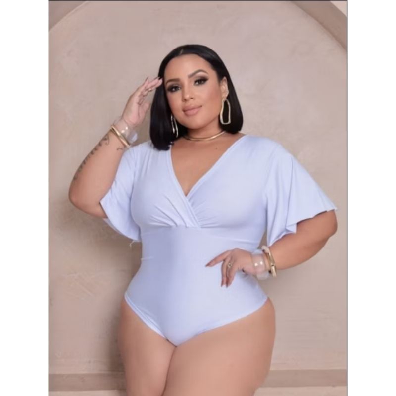 Body Bory Feminino Plus Size Cruzado Manga Morcego