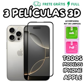 PELICULAS DE VIDRO 3D Temperado Para IPhone 17 XS XR 11 12 13 14 15 16 18 Pro Max 16E 12 …