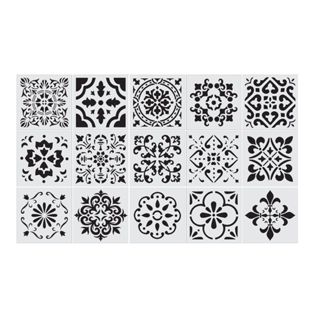 CUTKAPM0001 - Kit Com 15 Stencil 9,5x9,5cm para Cookies e Artesanato Azulejo Português Mylar 190 Micras Branco Leitoso em Oferta na Shopee