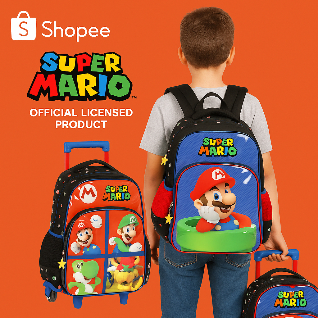 Mochila de Rodinha Super Mario – Modelo Licenciado / SUPER NINTENDO / LUXCEL