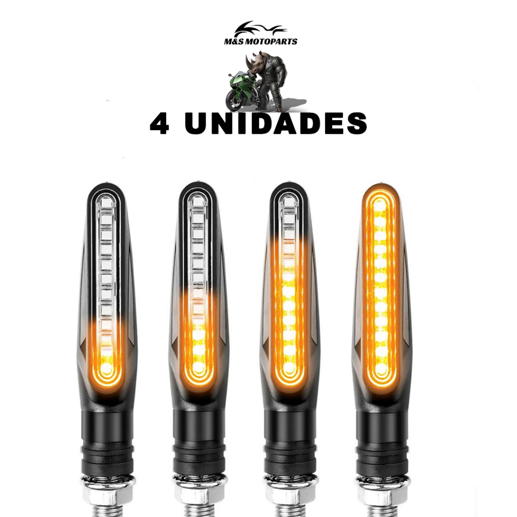 Seta Pisca Slim Palito Led Sequencial Universal P/ Moto - Yamaha/ Honda